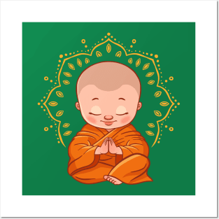 Cute Buddha Lotus Flower Mandala Yoga Lover Buddhist Gift Posters and Art